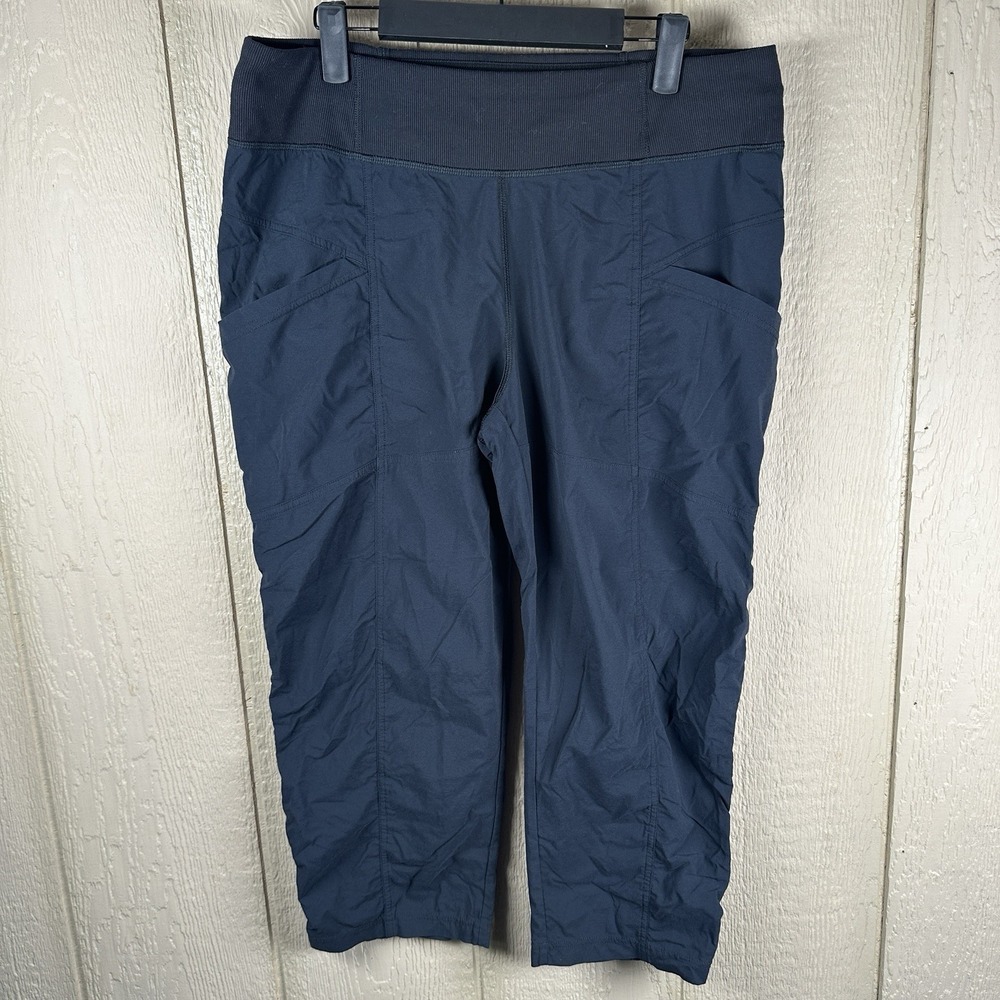 prAna Koen Capri Pants Women Large Black Stretch Hiking Travel Outdoor Gorpcore